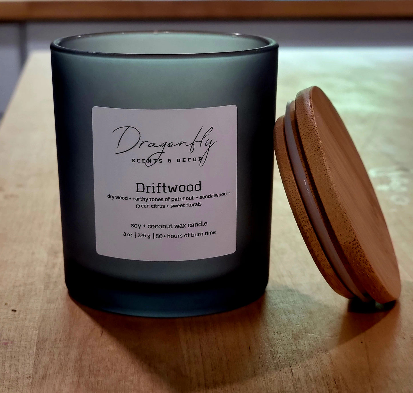 8 oz. Frosted Grey Jar with Bamboo Lid